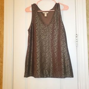 Banana Republic Sleeveless V Neck Semi-Sheer Shell Tank Top Medium
